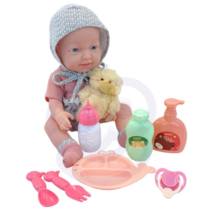 WOOPIE ROYAL Lalka Bobas 36 cm z Misiem i Akcesoriami do Karmienia