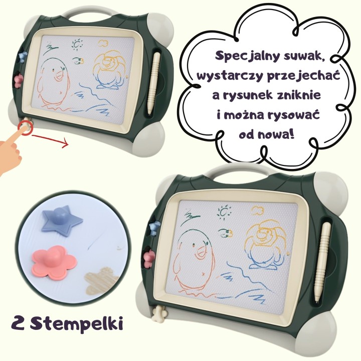 WOOPIE Magnetic Color Marker Board + 2 Stamps Green