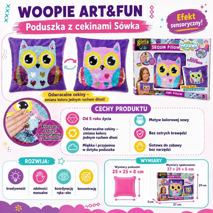 WOOPIE ART&FUN Creative Set - Owl Decorating Pillow