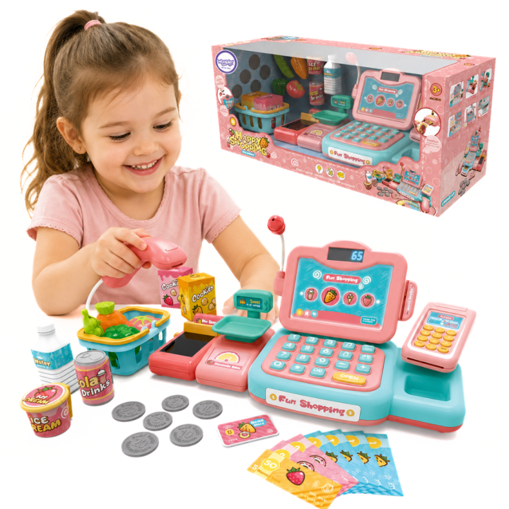 WOOPIE Kids' Cash Register with Scanner, Scales, and Microphone