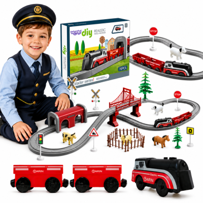 Woopie Electric Train - 70 Electric Tracks, Bridge, Tunnel, and Animals