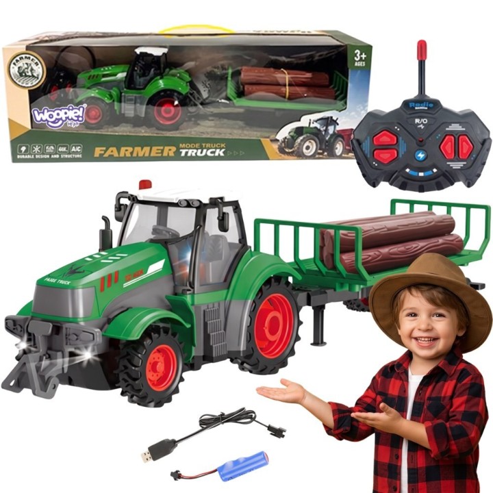WOOPIE Traktor z Przyczepą RC 1:24 - Zdalnie Sterowany Samochód