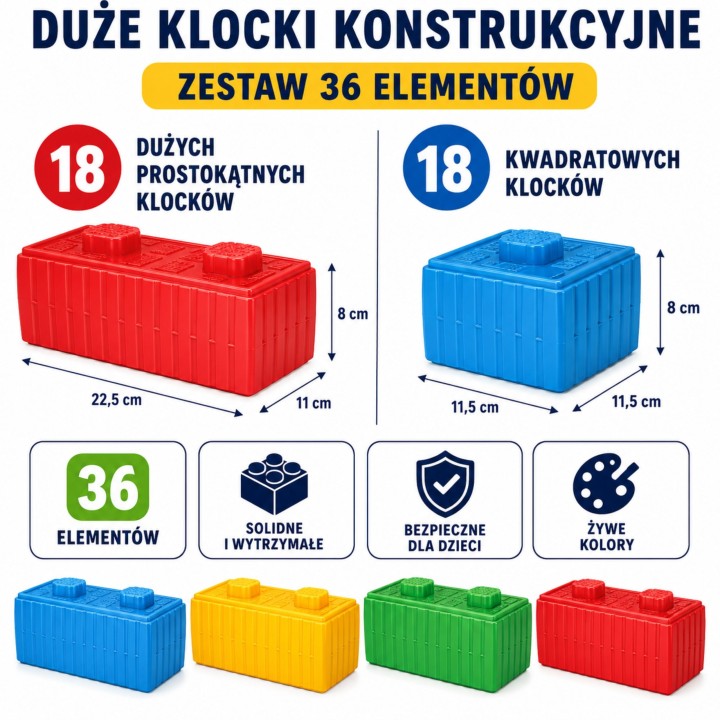 WOOPIE Construction Blocks XXL 43 pcs with Car