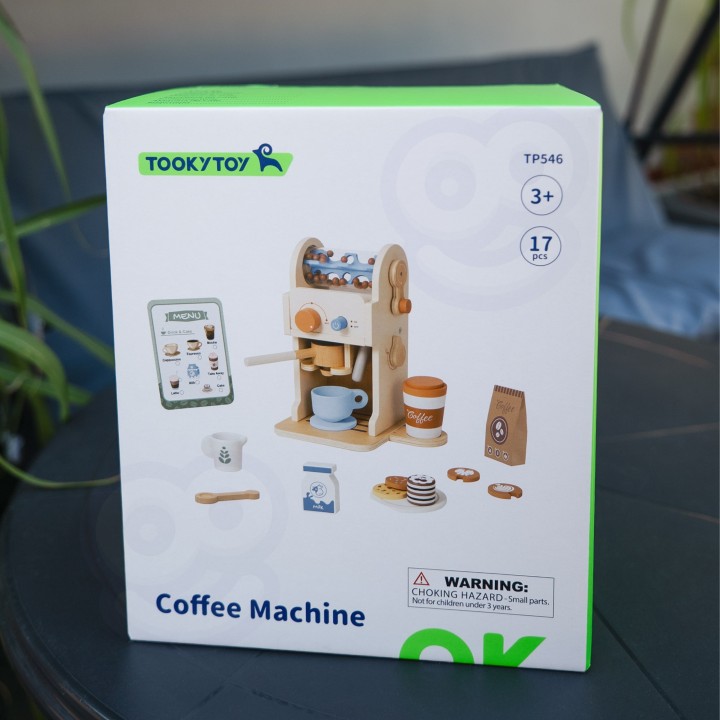 Wooden Coffee Machine Barista Accessories Tooky Toy - Play House!
