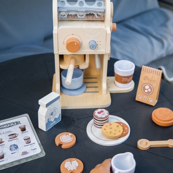 Wooden Coffee Machine Barista Accessories Tooky Toy - Play House!
