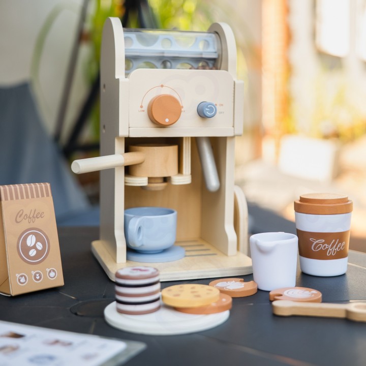 Wooden Coffee Machine Barista Accessories Tooky Toy - Play House!