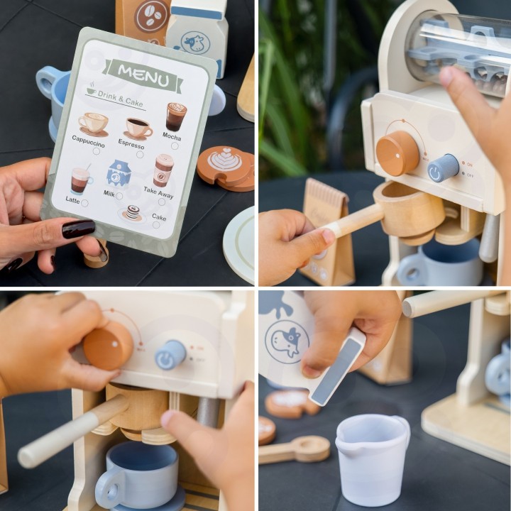 Wooden Coffee Machine Barista Accessories Tooky Toy - Play House!