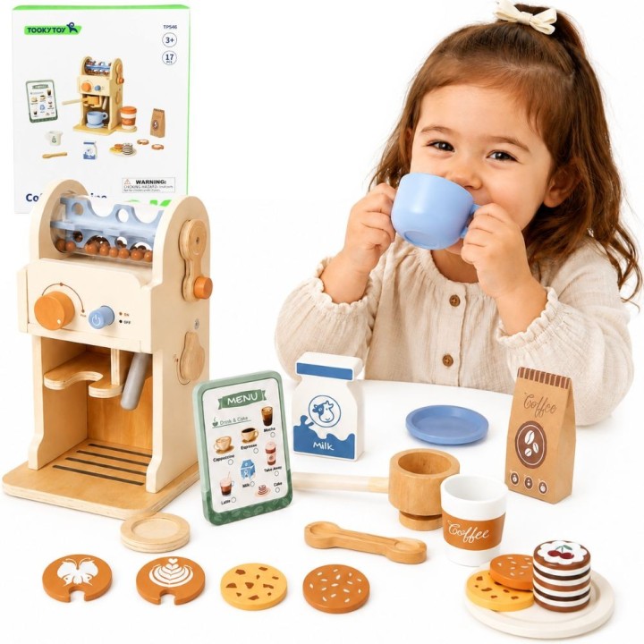 Drewniany Ekspres do Kawy Barista Akcesoria Tooky Toy - Zabawa w Dom!
