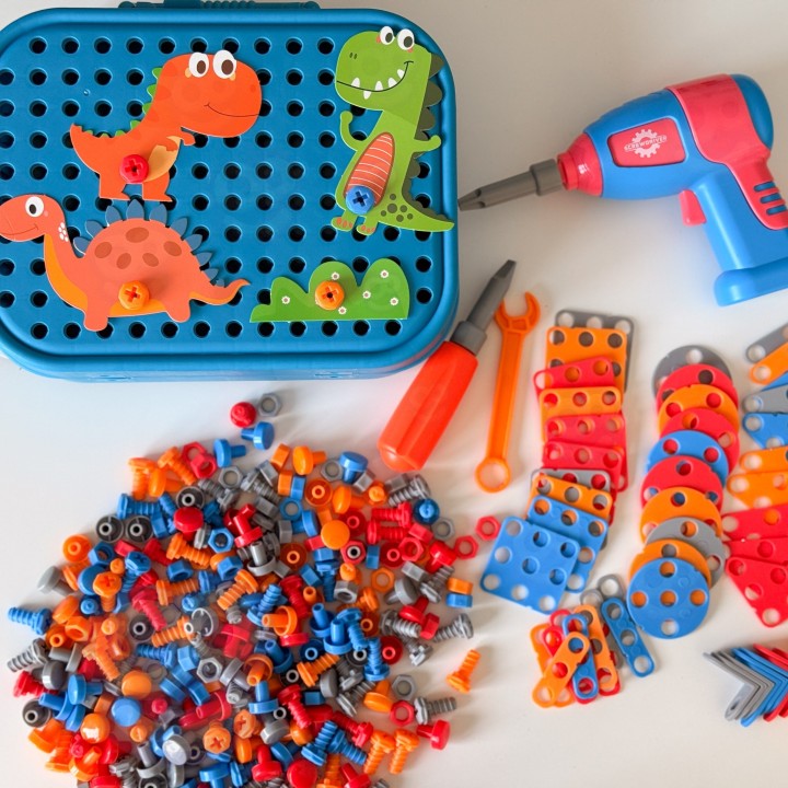 Zestaw Klocki Konstrukcyjne  Majsterkowicz Dinozaur Śrubki | Woopie