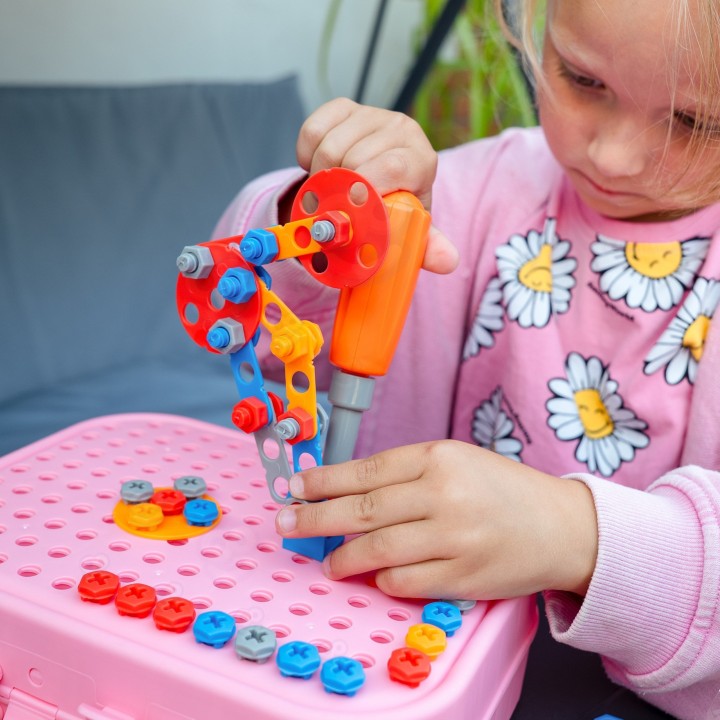 Klocki Konstrukcyjne 3D Jednorożec z Wkrętarką Woopie