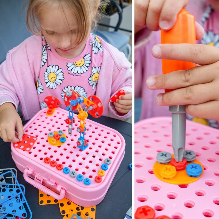 Klocki Konstrukcyjne 3D Jednorożec z Wkrętarką Woopie