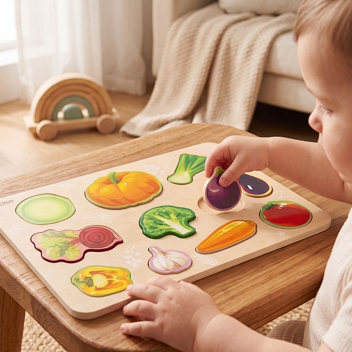 Drewniana Układanka Montessori Warzyw CLASSIC WORLD – Zabawa i Nauka