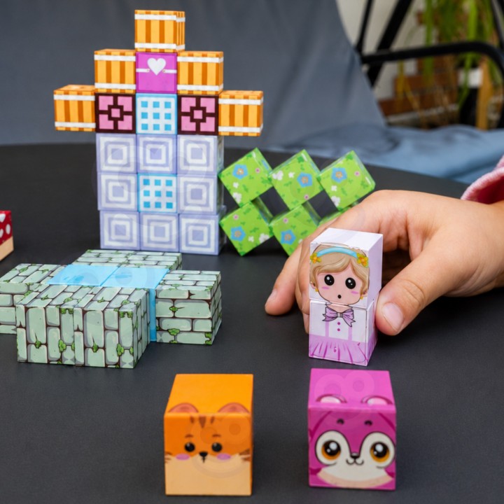 Woopie Magnetic Blocks 48 Pieces | Montessori 3D Puzzle