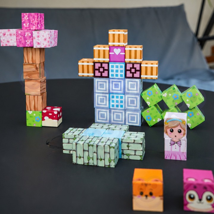 Woopie Magnetic Blocks 48 Pieces | Montessori 3D Puzzle