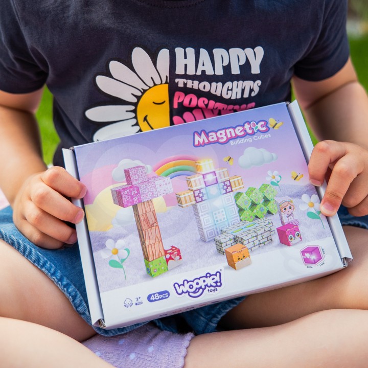 Woopie Klocki Magnetyczne 48 el. | Układanka Montessori 3D