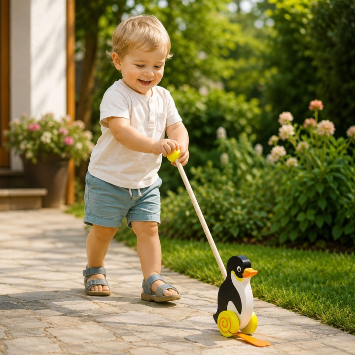 Wooden Penguin Pusher Viga Toys – Play and Child Development