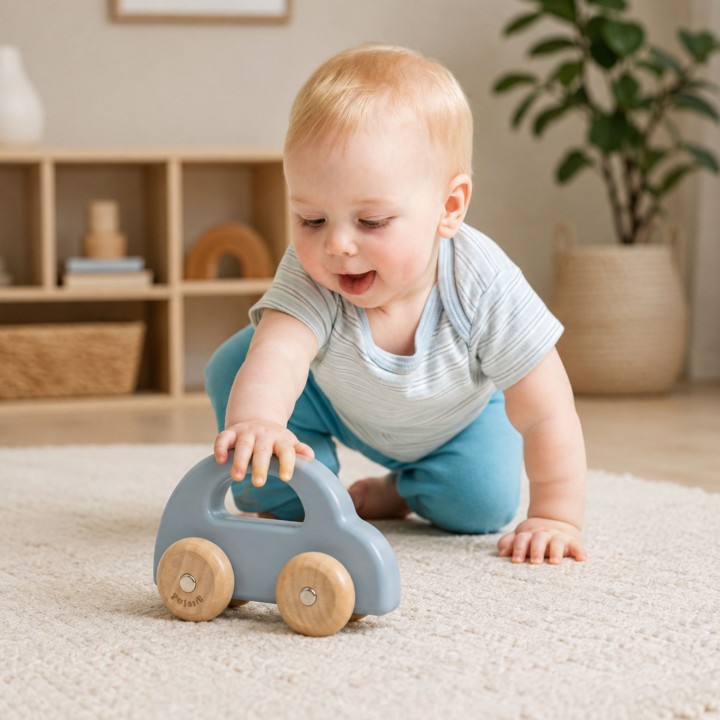 VIGA PolarB Wooden Push Car Blue