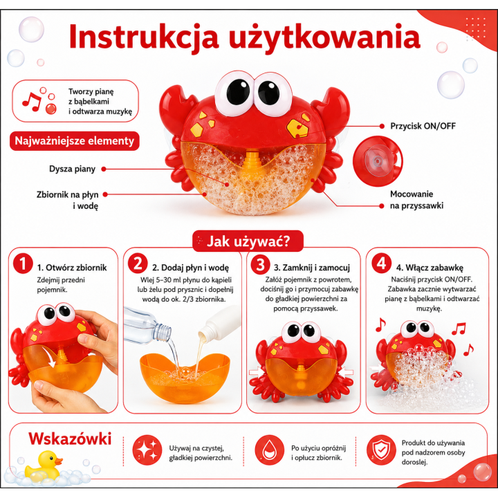 Maszynka do Baniek Mydlanych Kąpiel Krab Woopie - Zabawka