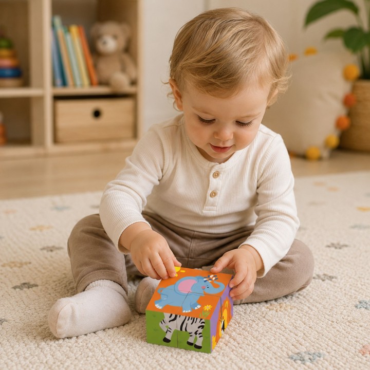 Viga Wooden Zoo Puzzle - 4 Blocks for Children