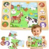 VIGA Wooden Puzzle Guess the Shadow - Farm Puzzle 17 pieces