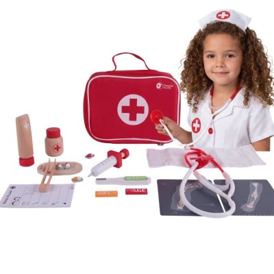 CLASSIC WORLD Little Doctor's Suitcase 19 pcs - Wooden Set