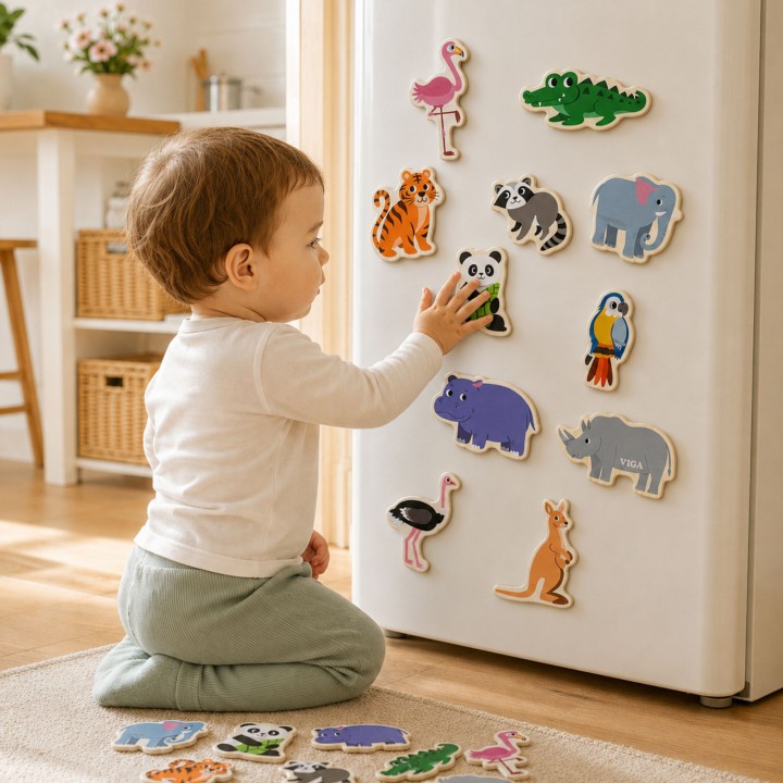 Dzikie Zwierzęta Viga – drewniane magnesy edukacyjne dla dzieci