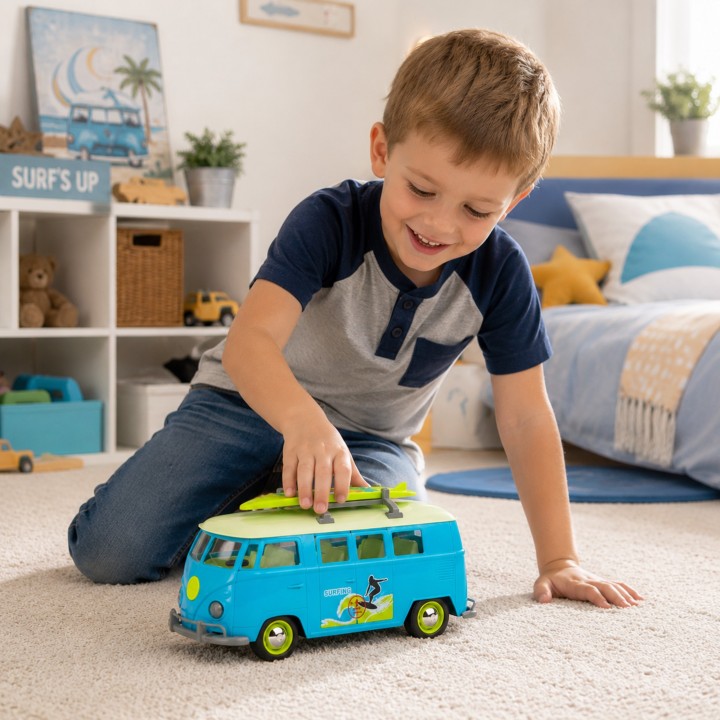 Classic Bus Surfing Van Red 1:14 TOY STAR – Light and Sound