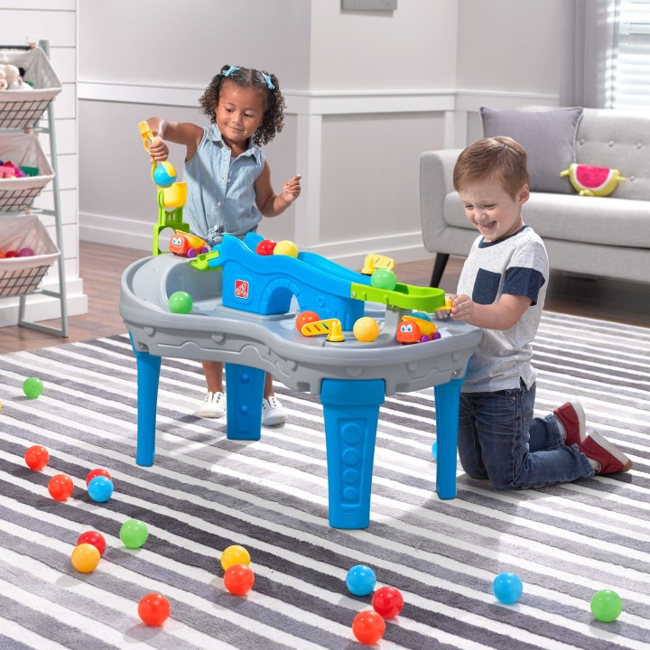 Activity Table Track with Balls and Dump Trucks for Children