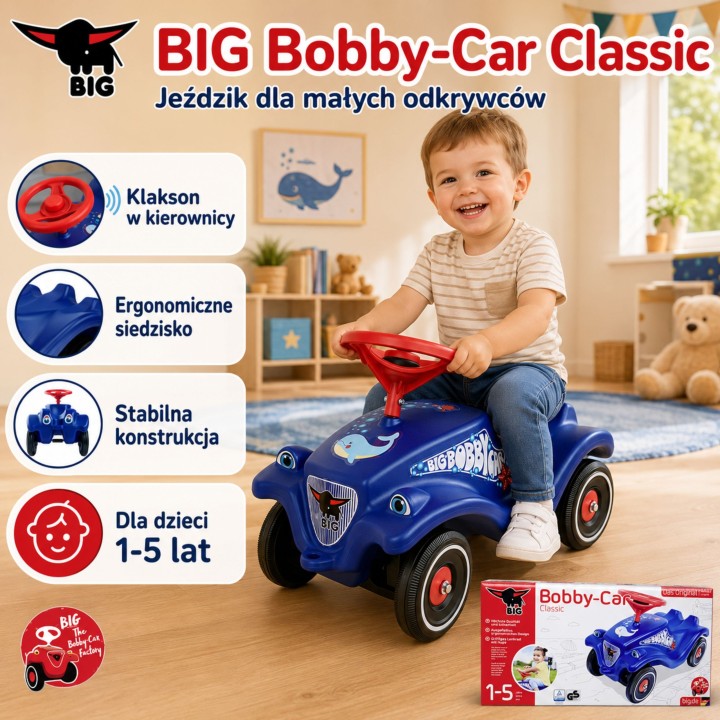 Bobby Car with Dolphin - Classic and Safe for Children