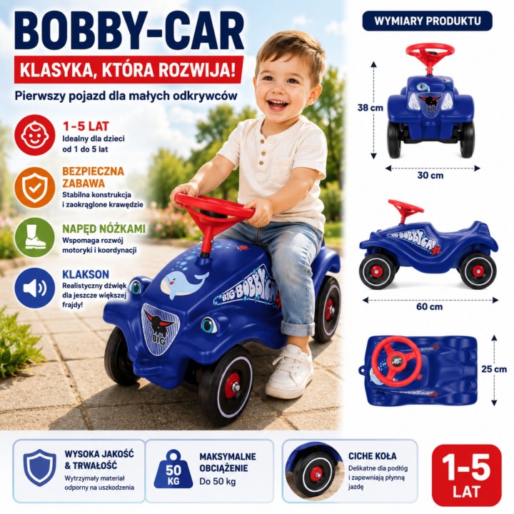 Bobby Car with Dolphin - Classic and Safe for Children