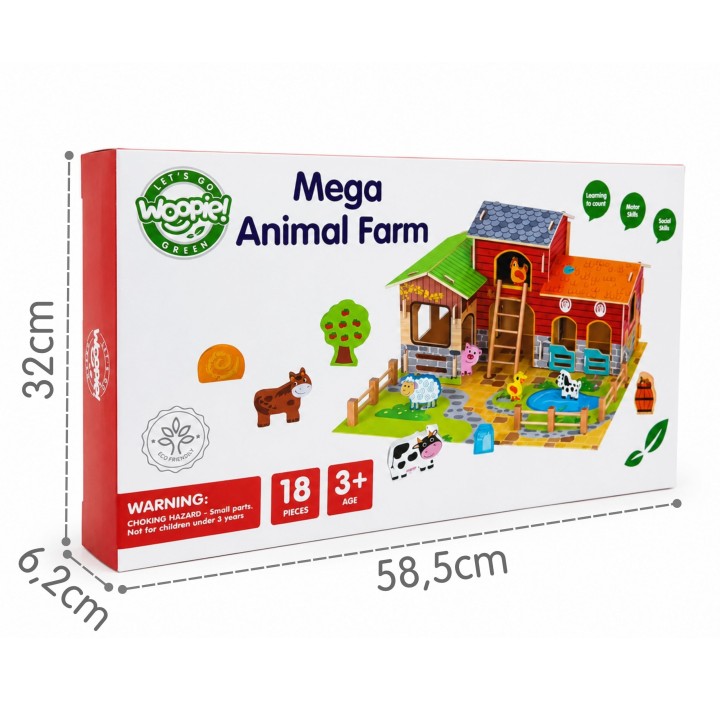 WOOPIE GREEN Mega Farma 18 el. Figurki Zwierząt Stajnia Obora Kurnik