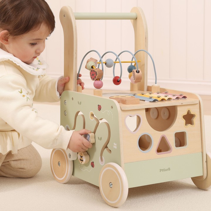 Wooden educational walker pusher Viga PolarB 12m