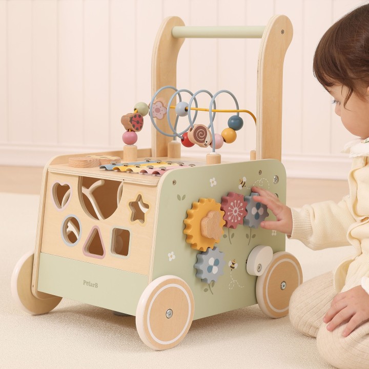 Wooden educational walker pusher Viga PolarB 12m