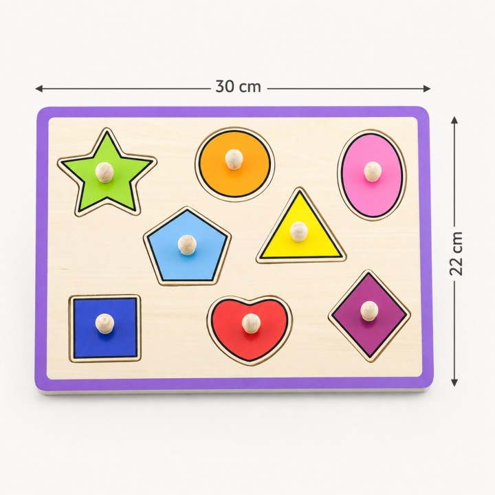 VIGA wooden puzzle with handles - set with shelf 18m+