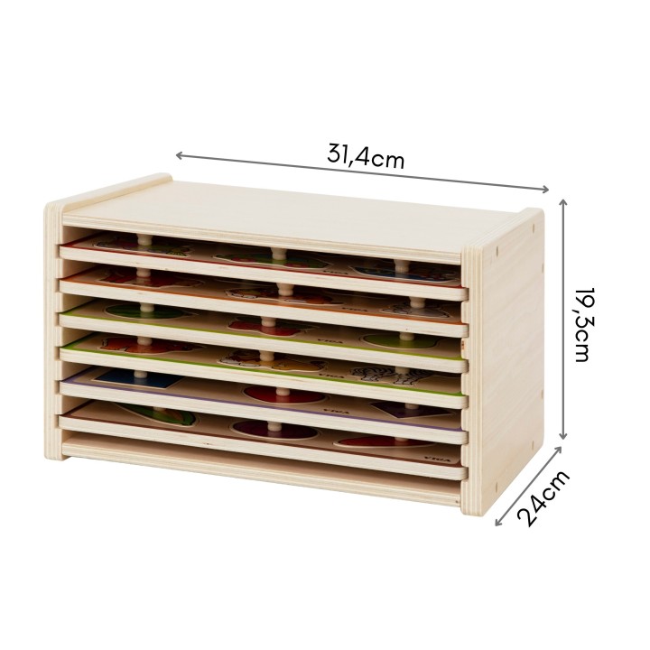 VIGA wooden puzzle with handles - set with shelf 18m+