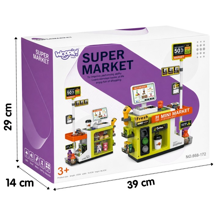 WOOPIE Kasa Sklepowa Samoobsługowa Mini Market Ekspres dla Dzieci