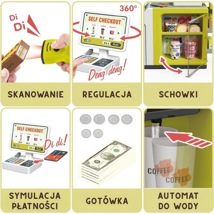WOOPIE Kasa Sklepowa Samoobsługowa Mini Market Ekspres dla Dzieci