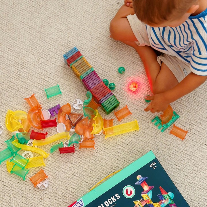 WOOPIE Klocki Magnetyczne 3D - Zestaw Edukacyjny Tor Kulkowy 105el.