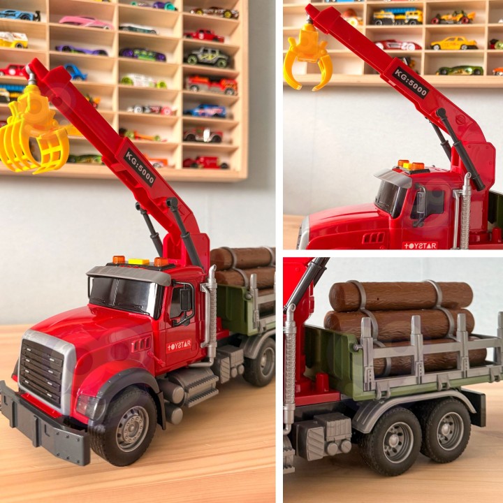 Truck with a moving crane and timber - an interactive toy by Woopie