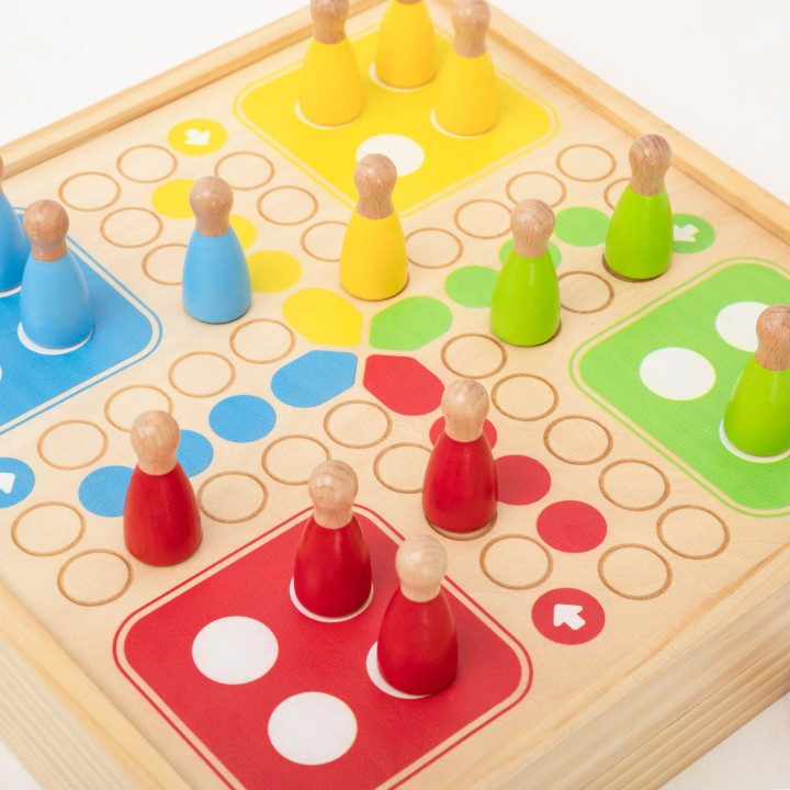 VIGA Wooden 4-in-1 Arcade Game Table Hockey Curling Bowling Ludo