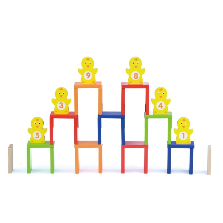 VIGA wooden domino track - set of 116 blocks and 6 cards