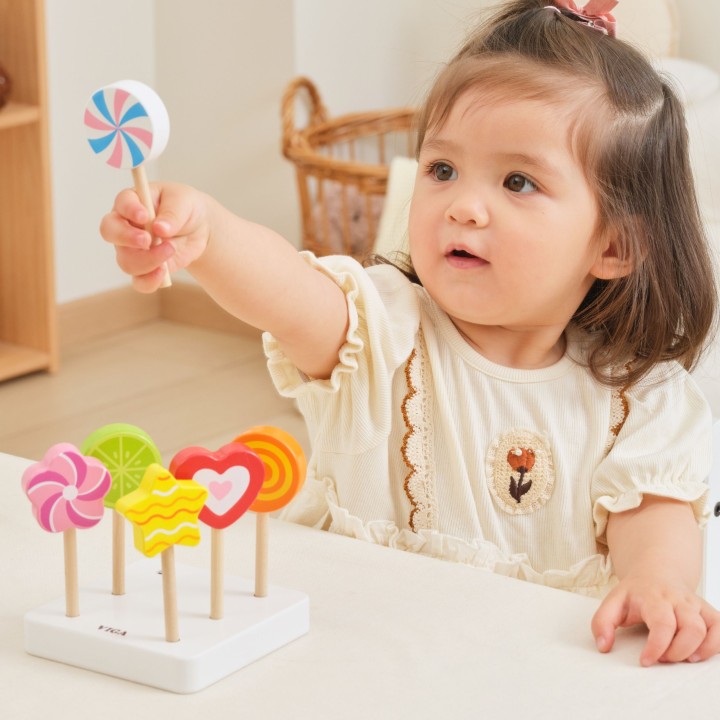 VIGA Wooden Lollipops with Stand 6 pcs for Children 18m+