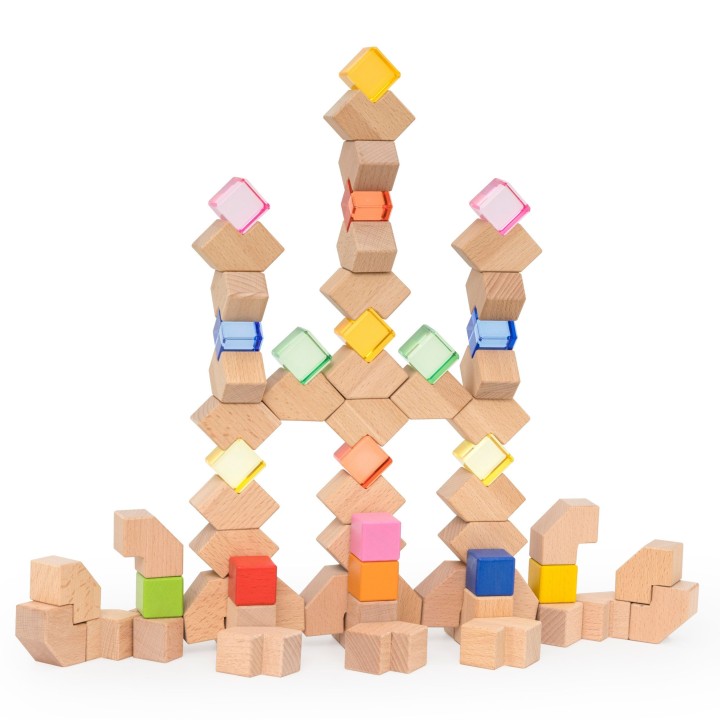 VIGA Wooden Acrylic Light Blocks 66 pcs.