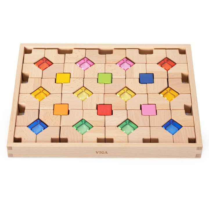 VIGA Wooden Acrylic Light Blocks 66 pcs.