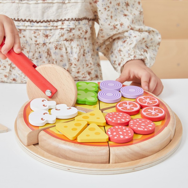 VIGA Wooden Pizza Slicer 27 Pieces for Children