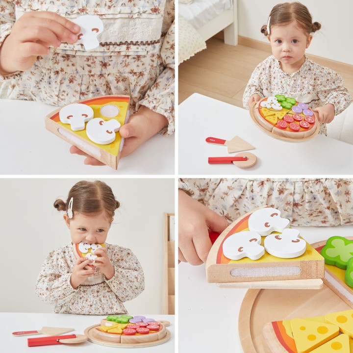 VIGA Wooden Pizza Slicer 27 Pieces for Children