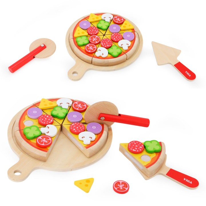 VIGA Wooden Pizza Slicer 27 Pieces for Children
