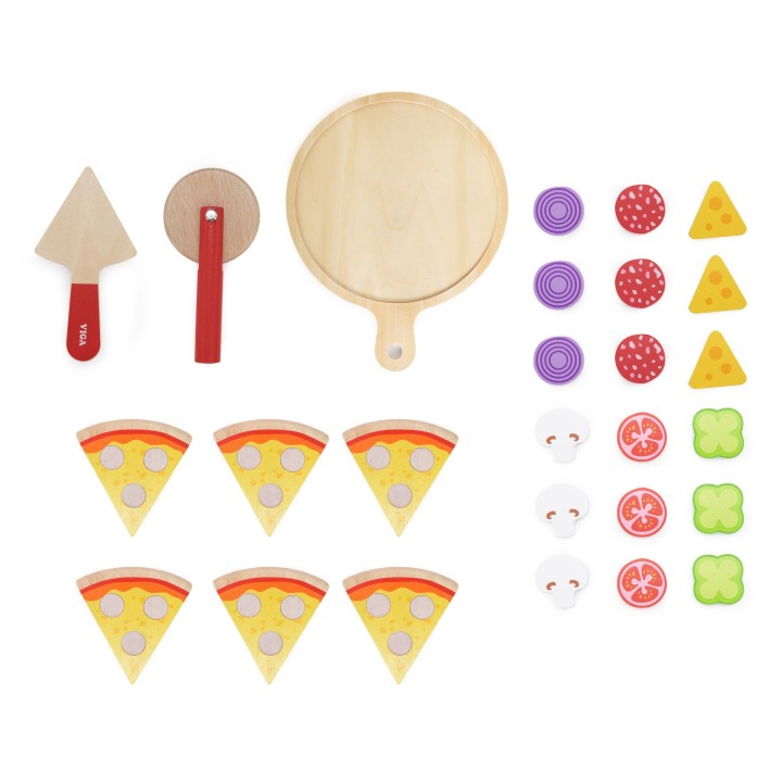 VIGA Wooden Pizza Slicer 27 Pieces for Children