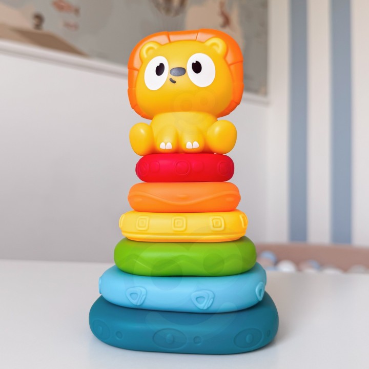 WOOPIE Piramidka Sensoryczna z Lwem - Edukacyjna Wieża 6m+