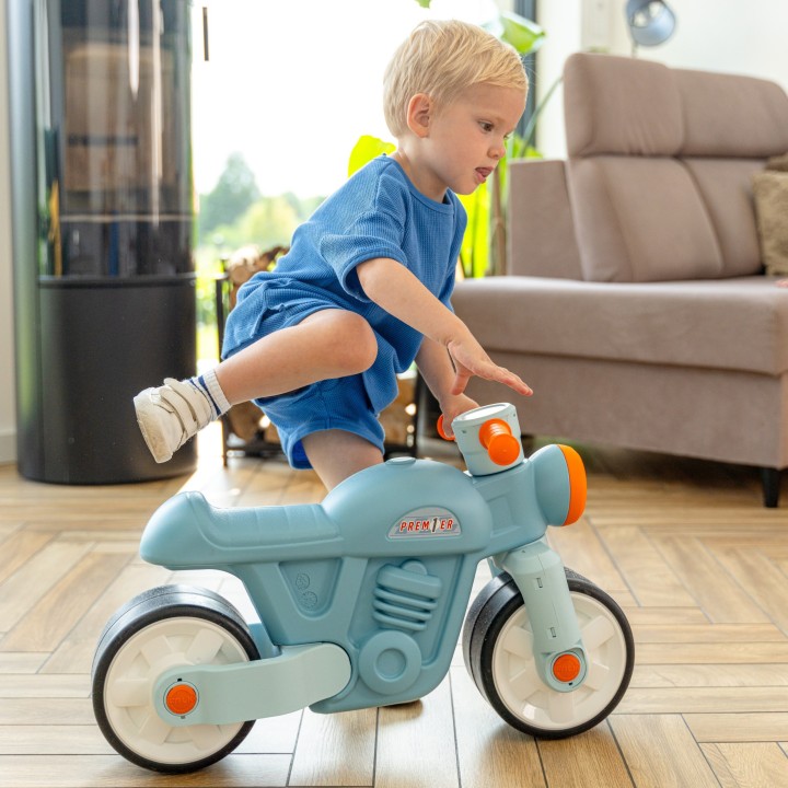 FALK Jeździk Biegowy Ciche Koła Motor Retro Niebieski 1+